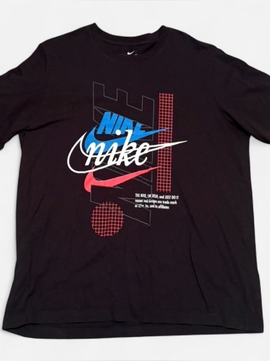 Nike Other - Nike Black Short-Sleeve Graphic Crew Neck with Blue, White & Red Accents